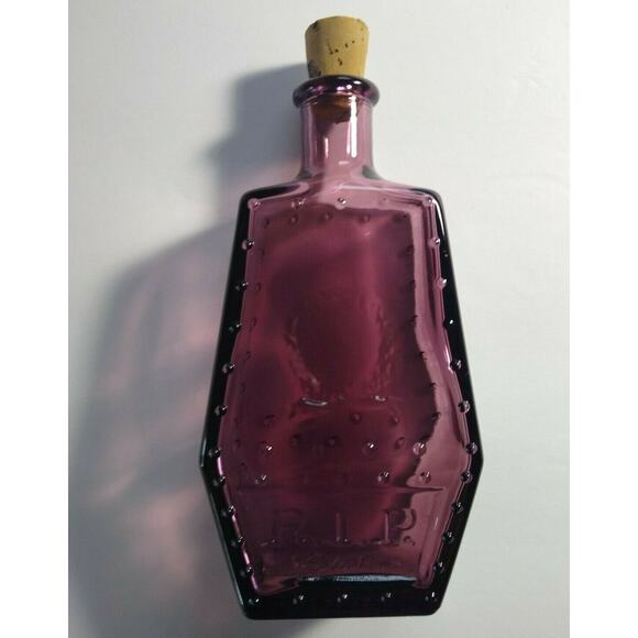 Wheaton Purple RIP Coffin Shaped Glass Poison Bottle Goth Horror Halloween 71
